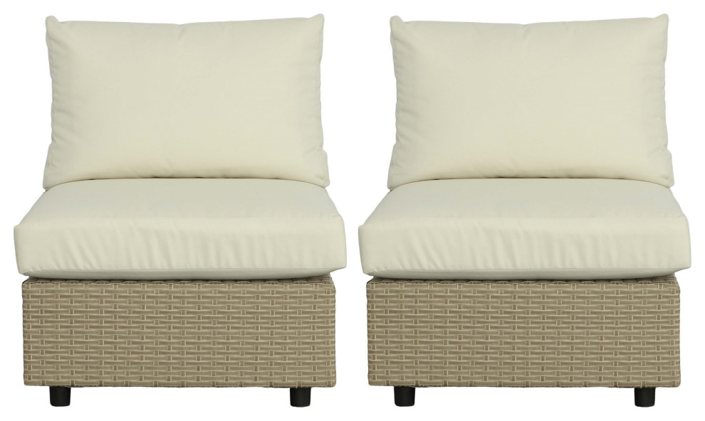 Shelter Island Set of 2 Armless Chairs  Brown/Sand   Tropical   Outdoor Lounge Chairs   by Progressive Furniture  Houzz