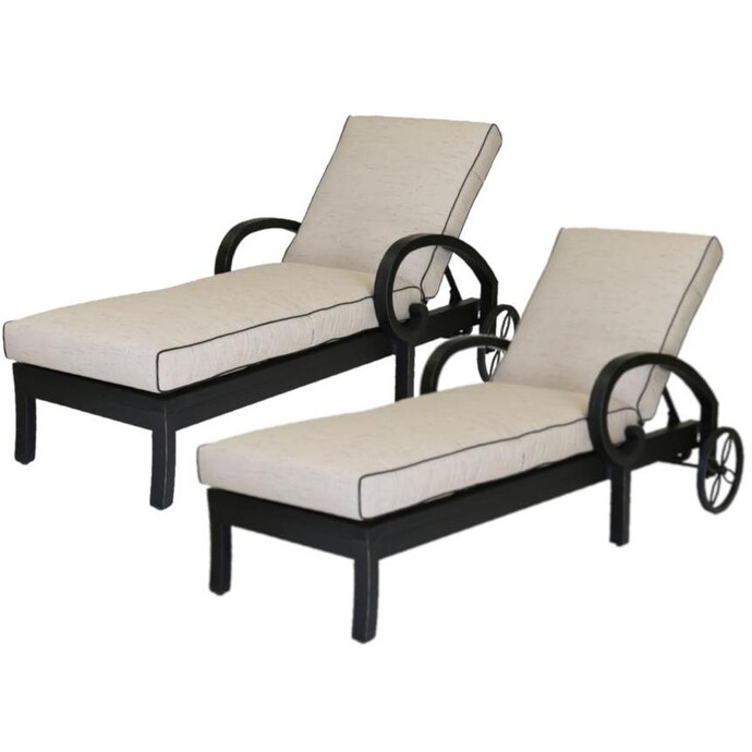 Monterey 2 Piece Aluminum Patio Chaise Lounge Set W/ Sunbrella Frequency Sand Cushions By Sunset West