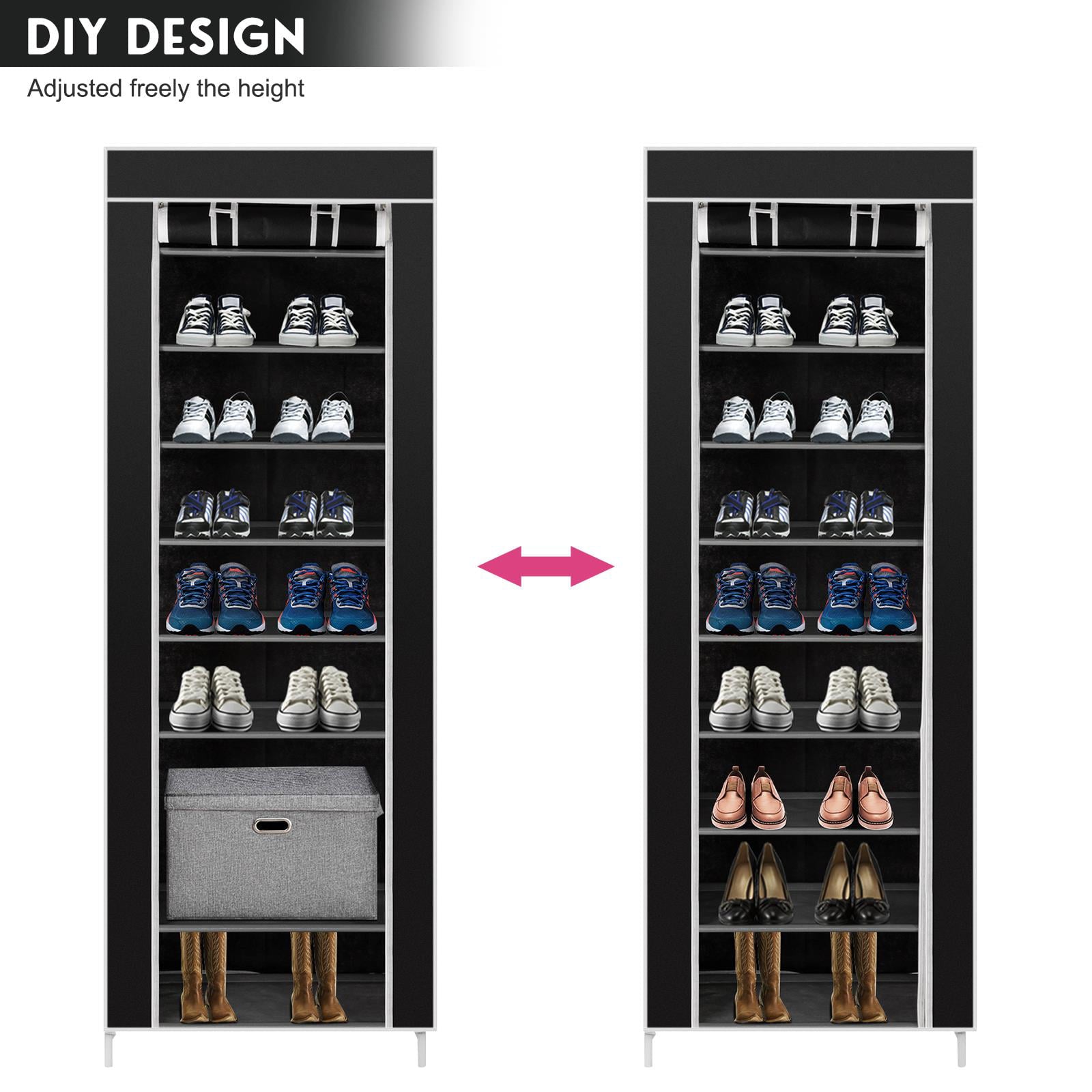 Zimtown 10 Tiers 9 Lattices Shoe Rack Shelf Storage Closet Organizer Cabinet Black