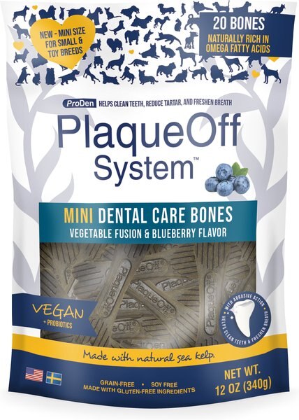 ProDen PlaqueOff System Vegetable Fusion and Blueberry Flavored Mini Dental Dog Treats