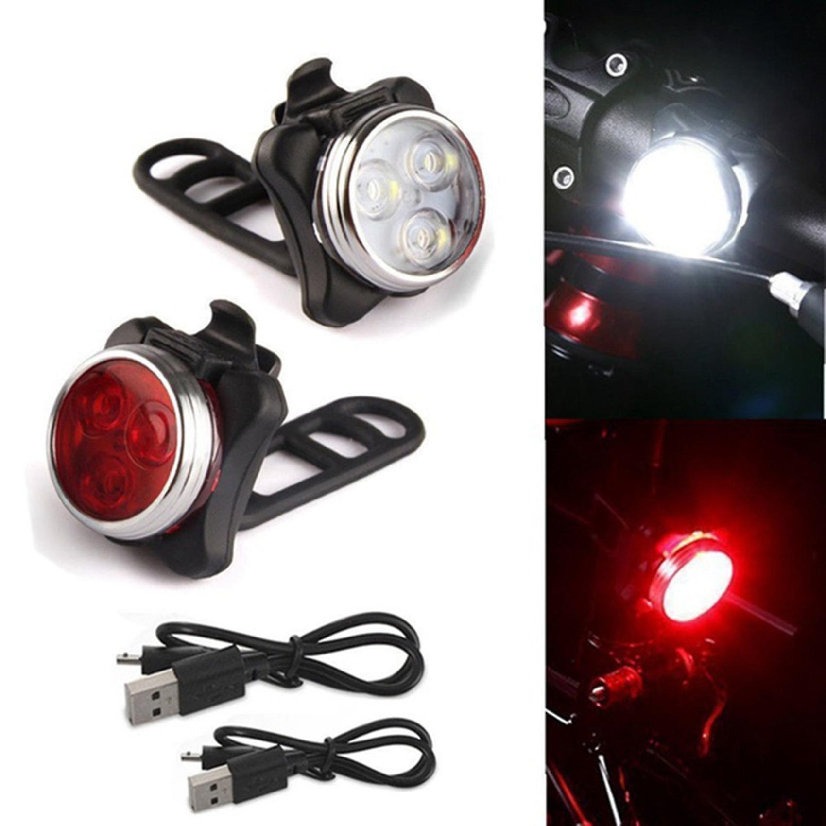 4x Outdoor Bicycle Waterproof Cob 3 Led Usb Rechargeable 4 Modes Bike Night Ridefront Head Light La