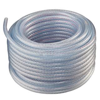 HYDROMAXX 38 in. I.D. x 12 in. O.D. x 100 ft. Braided Clear Non Toxic High Pressure Reinforced PVC Vinyl Tubing 1531038100