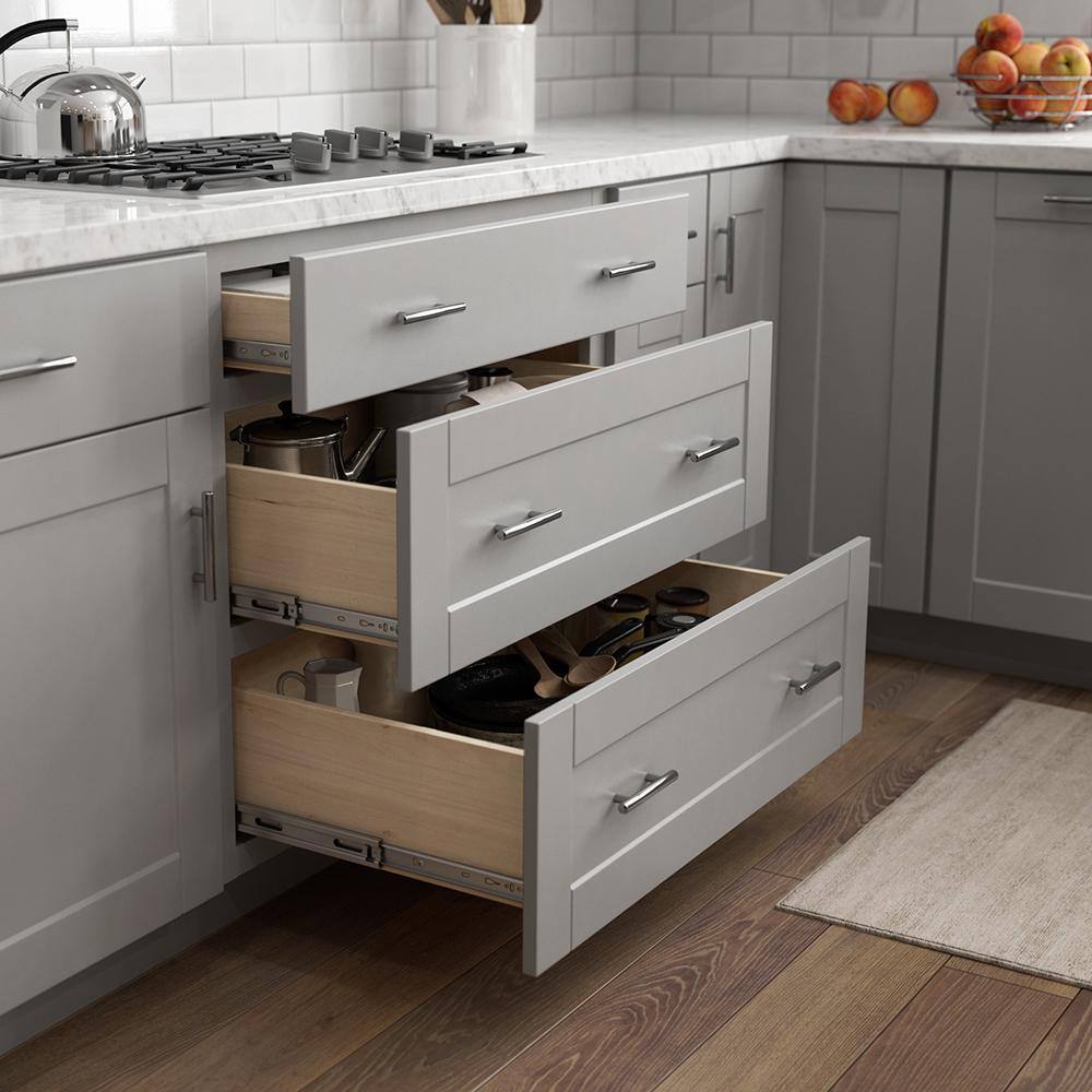 Hampton Bay Shaker 18 in. W x 24 in. D x 34.5 in. H Assembled Drawer Base Kitchen Cabinet in Dove Gray with Drawer Glides KDB18-SDV