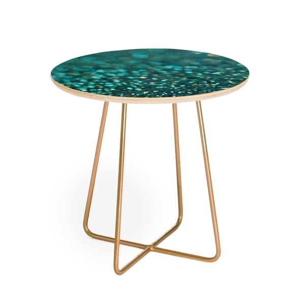 Deny Designs Aqua Glitter Side Table (Round or square， 2 leg options)