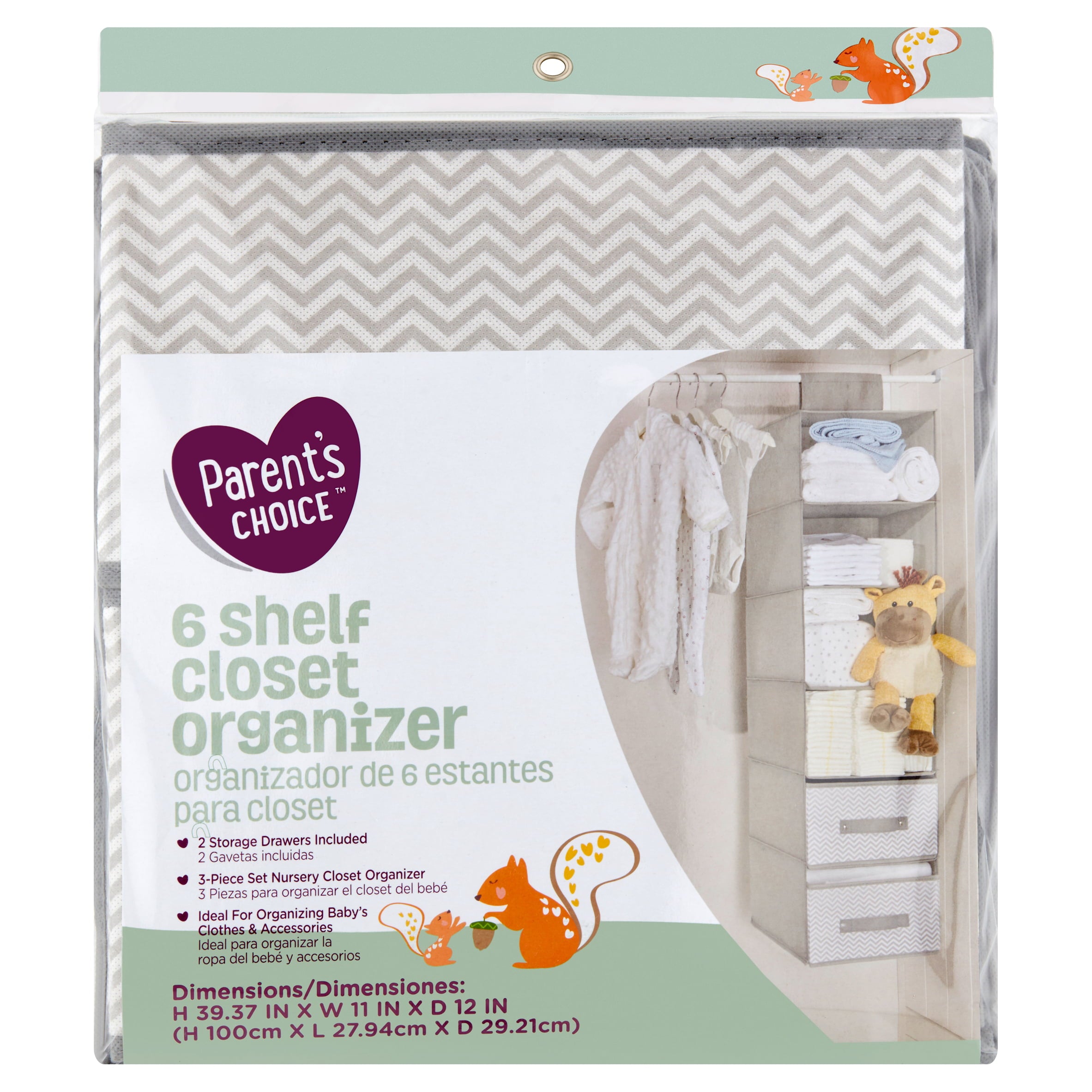 Parent's Choice 6 Shelf Closet Organizer, Grey