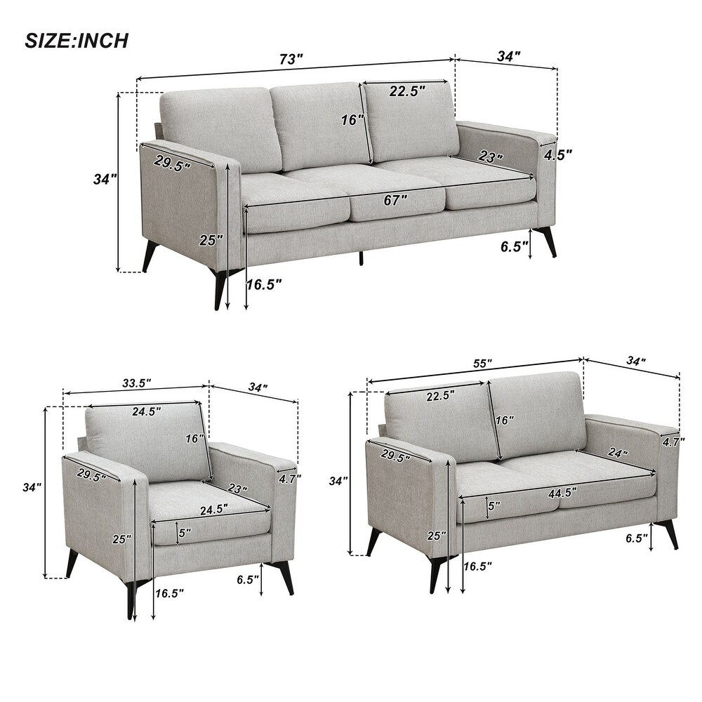 Chenille 3 Piece Sofa Sets