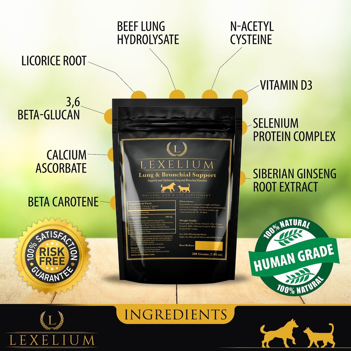 Lexelium Lung and Bronchial Support Dog and Cat Supplement， 7-oz bag