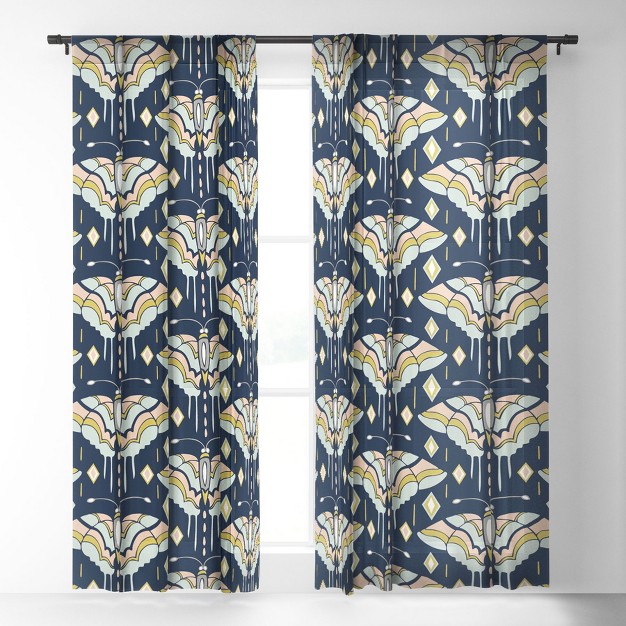 Heater Dutton La Maison Des Papillons Midnight Single Panel Sheer Window Curtain Deny Designs