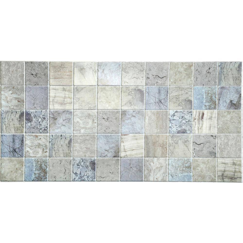 Dundee Deco 3D Falkirk Retro 1100 in. x 38 in. x 19 in. Blue Beige Faux Distressed Marble PVC Decorative Wall Paneling (10-Pack) GRHDTP10009500-10