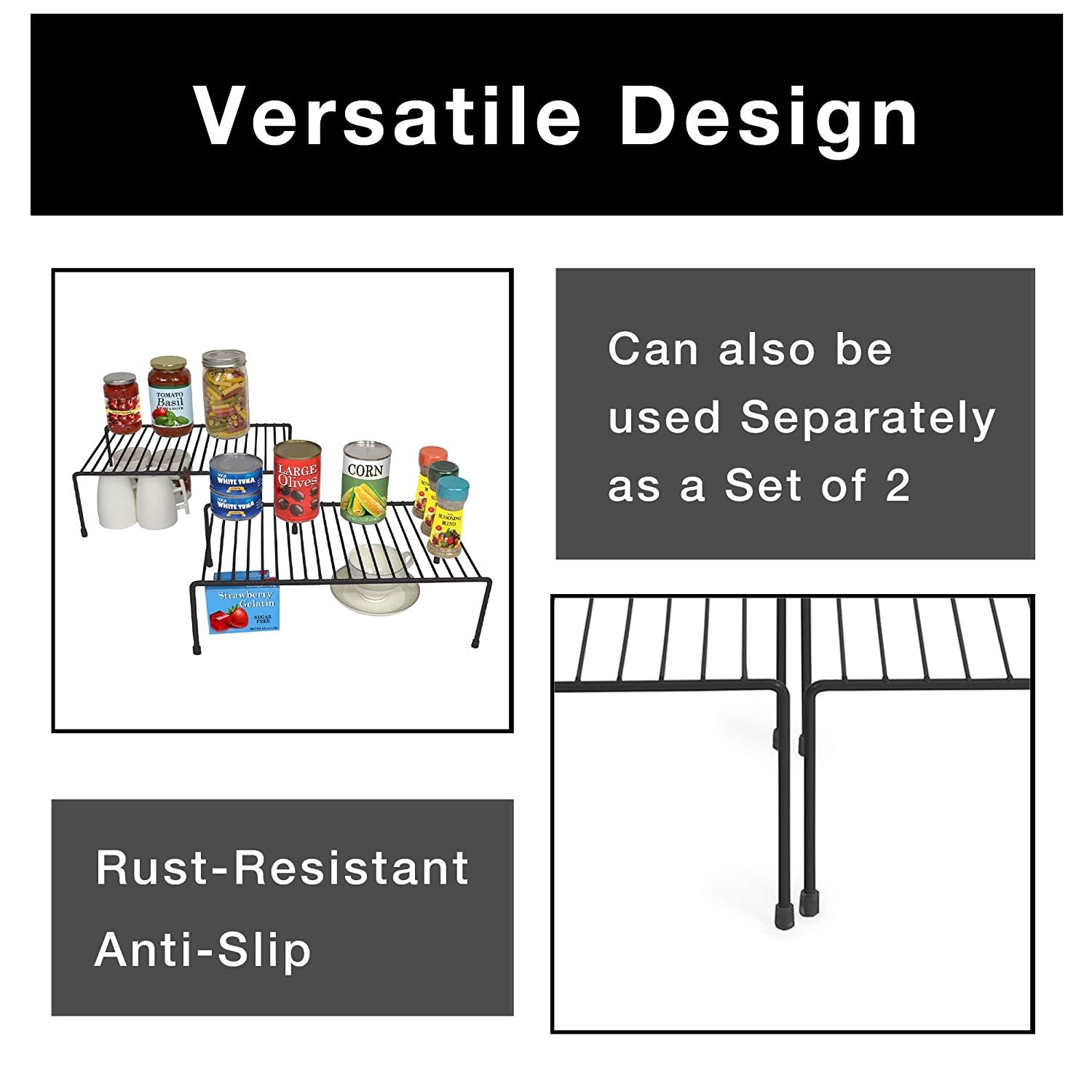 Expandable Storage Rack - Set Of 6 - Metal Wire - Kitchen Counter， Bathroom Medicine Organ