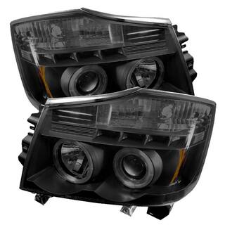 Spyder Auto Nissan Titan 04-15  Nissan Armada 04-07 Projector Headlights - LED Halo - LED ( Replaceable LEDs ) - Black Smoke 5078605