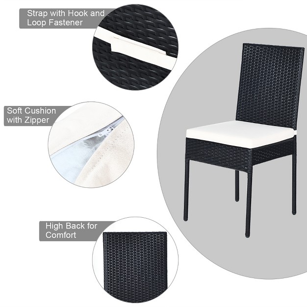 Costway 10pcs Patio Rattan Dining Set Cushioned Chair Table With Glass Top Garden Furniture