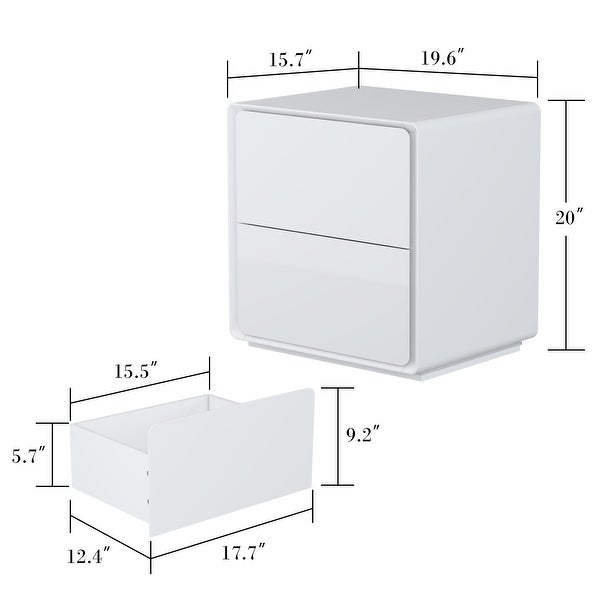 LED Nightstand White Modern Nightstand LED Night Stand Bedside Table - - 37499073