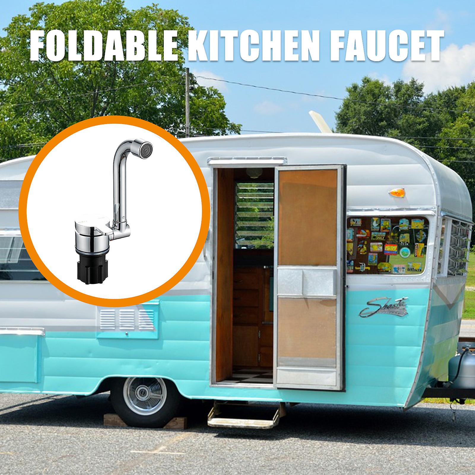 9-16 Foldable Faucet For Motorhome 360rotation Kitchen Faucet Sink Single-handle Water Taps With Cold and Hot Water Inlet Hose Copper Swivel Faucet For