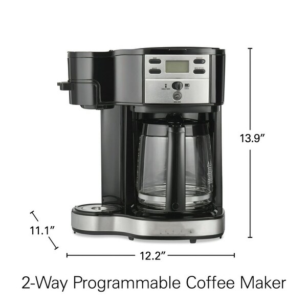 2-Way Programmable Coffee Maker， Single-Serve or 12 Cups， Black