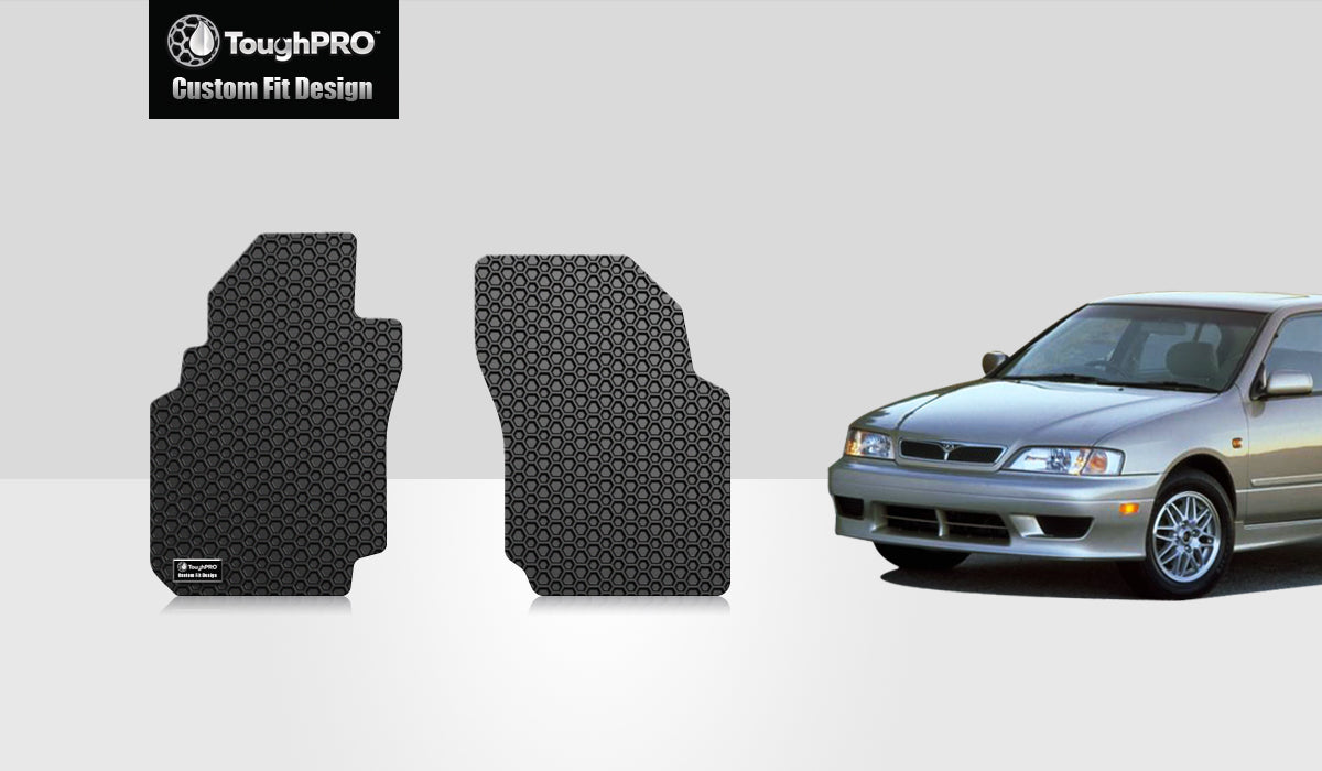 ToughPRO - Two Front Mats Compatible with INFINITI G20 - All Weather Heavy Duty (Made in USA) - Black Rubber - 1999