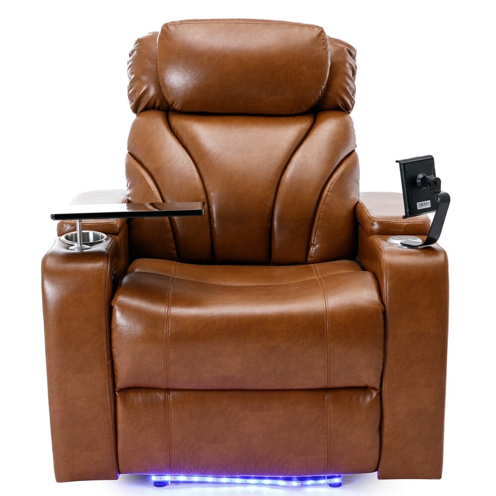 Power Motion Recliner  Modern Electric Home Theater Storage Seating Recline Chair with Multi function Armrests and USB Port