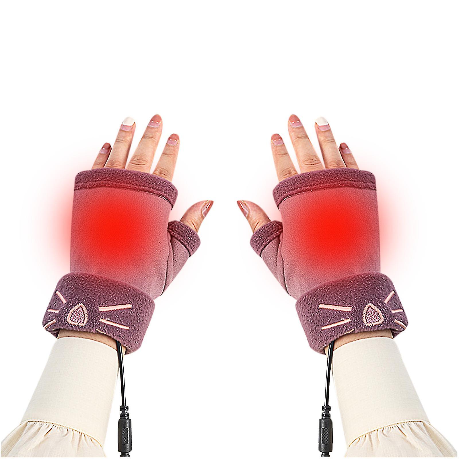 Smart Usb Rechargeable Winter Cold Protection Warmth Heating Cute Cat Gloves Washable Warm Hand Treasure