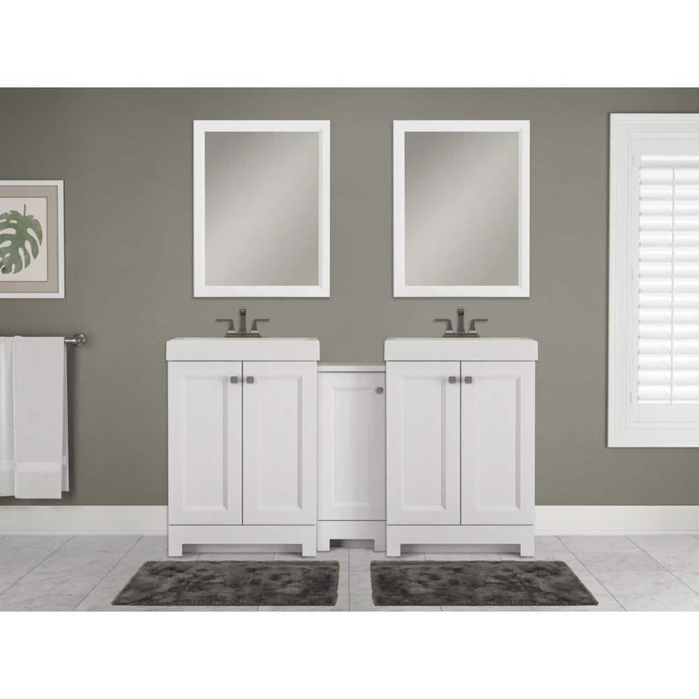 Glacier Bay Shaila 245 in W x 162 in D x 351 in H Freestanding Bath Vanity in White with White Cultured Marble Top