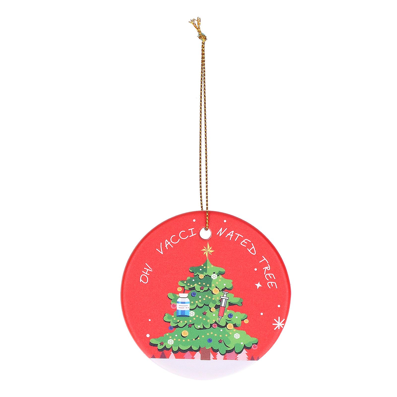 Christmas Tree Pendant Round Ceramic Christmas Hanging Ornament For Holiday Decoratione