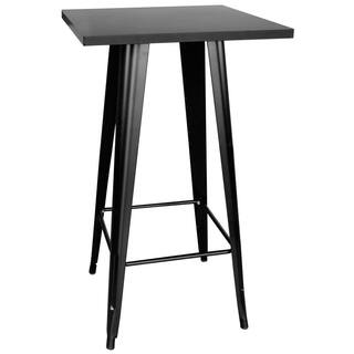 AmeriHome Metal 5-Piece Black Metal Tabletop and Black Metal Frame Pub Table Set 801149