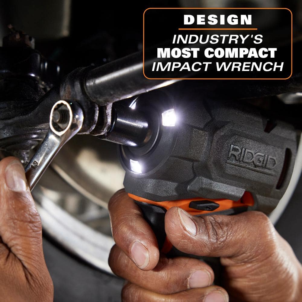 RIDGID 18V SubCompact Brushless Cordless 1/2 in. Impact Wrench with (2) 4.0 Ah Batteries, Charger, and Bag R872081B-AC93044SBN