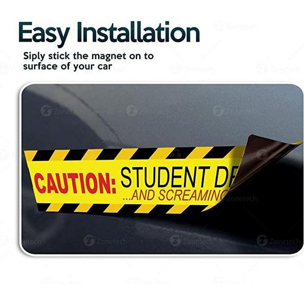 Zone Tech 3 Pcs Caution Student Driver And Screaming Parent Funny Magnetic Sticker premium Quality Safety Vehicle New Driver Yellow Reflective Sign