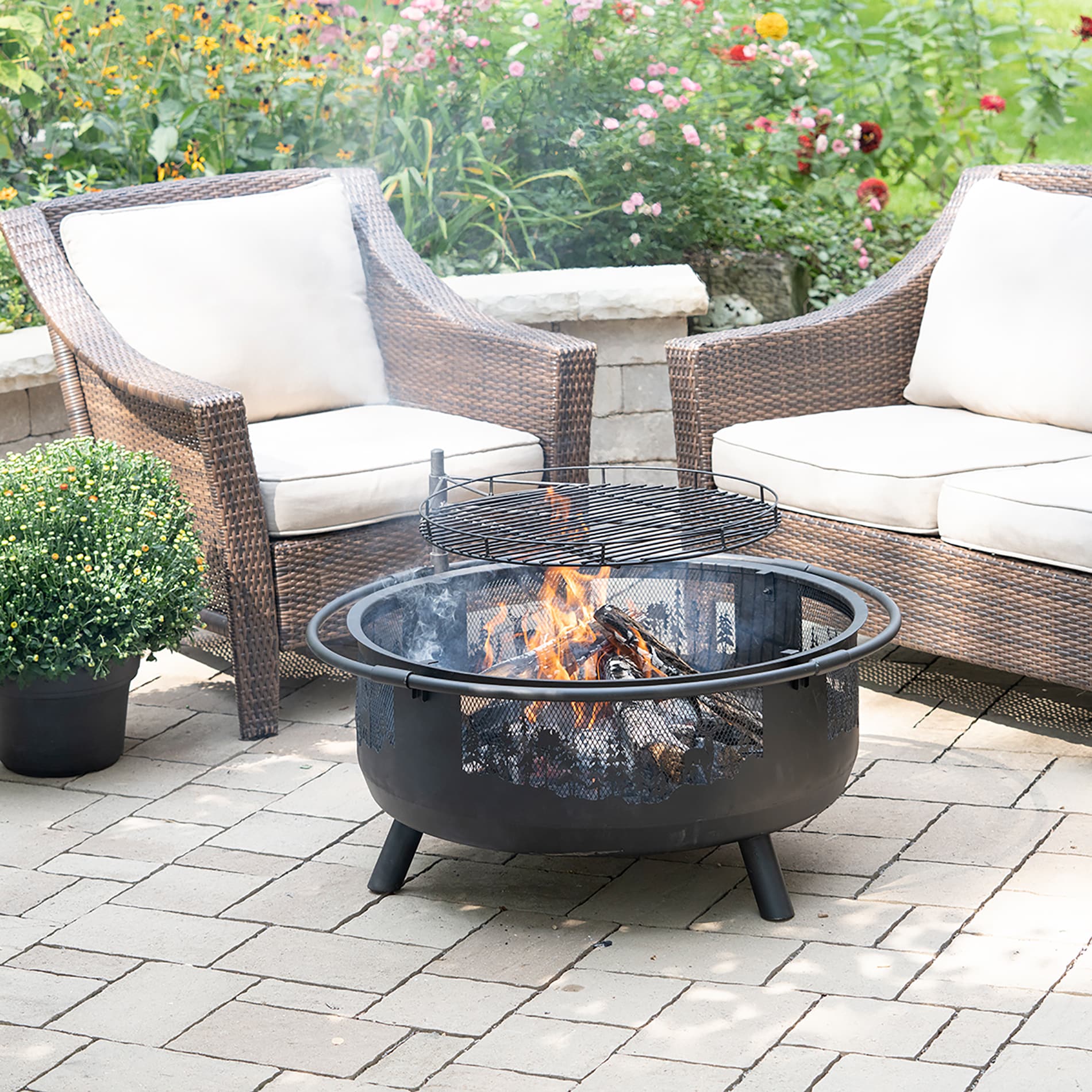 Blue Sky Outdoor Living WBFB36SG-MD 36-in W Black Steel Wood-Burning Fire Pit