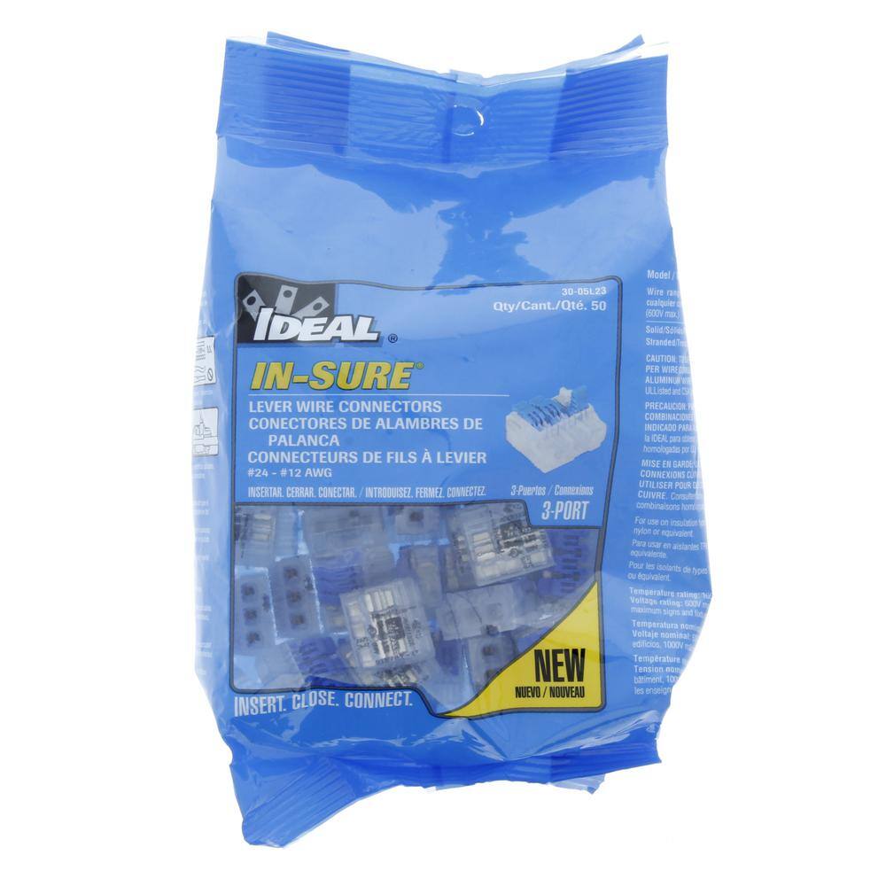 IDEAL In-Sure 3-Port Lever Wire Connector (50Bag) 30-05L23