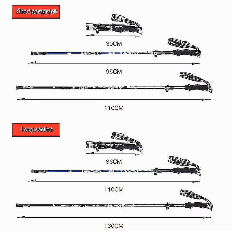 2023 New 5-sect Folding Trek Poles Wal Stick Hi Hike Anti