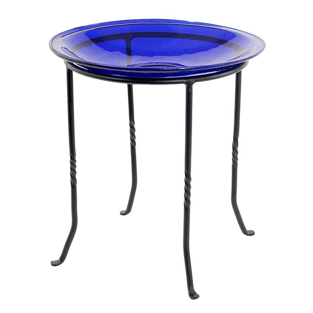 Achla Designs 14 in. Dia Cobalt Blue Reflective Crackle Glass Birdbath Bowl CGB-14CB