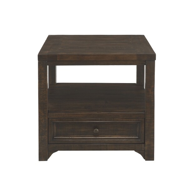 Rectangular Wooden End Table with 1 Drawer and 1 Open Shelf， Brown - 24 H x 24 W x 24 L Inches