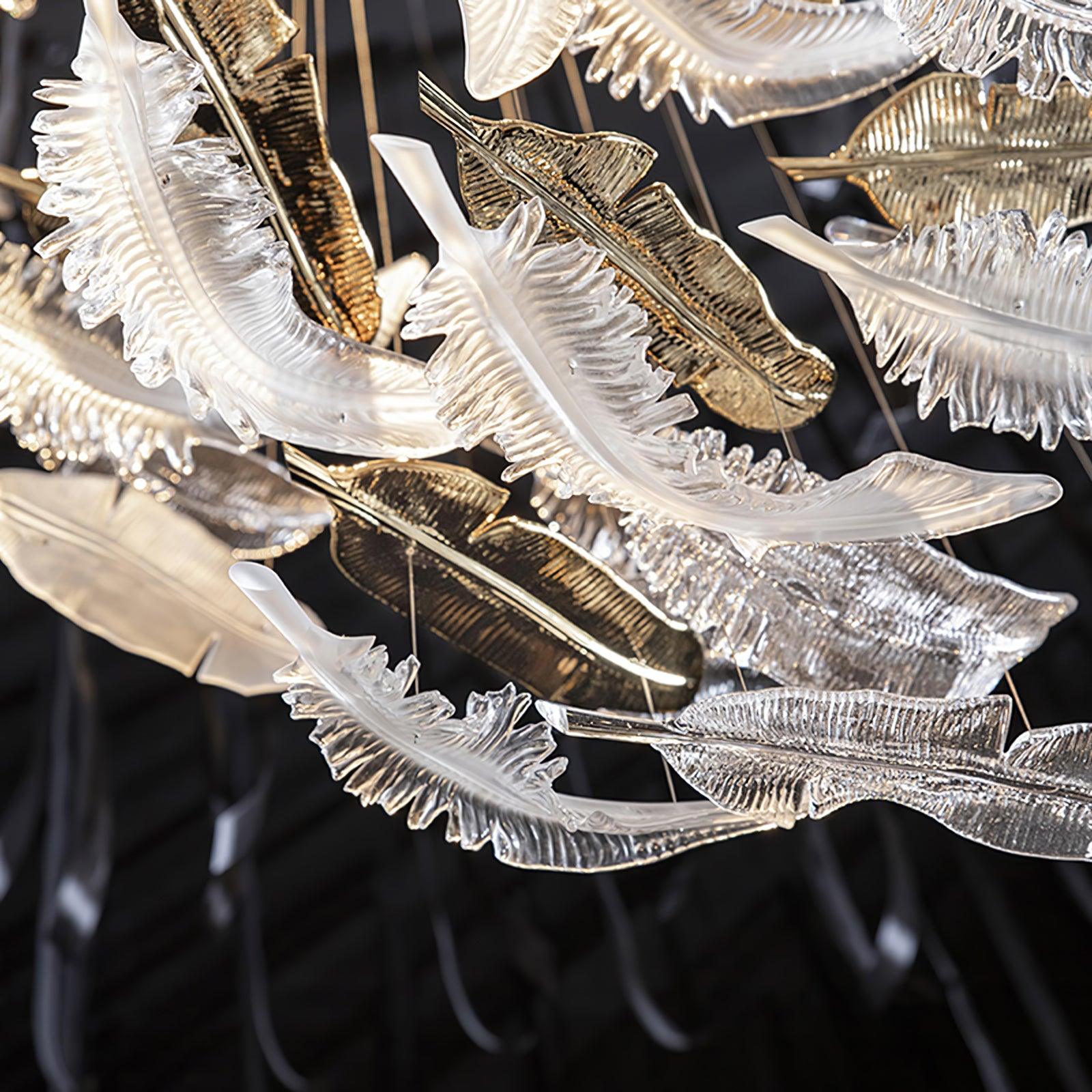 Glass Feathers Flying Chandelier