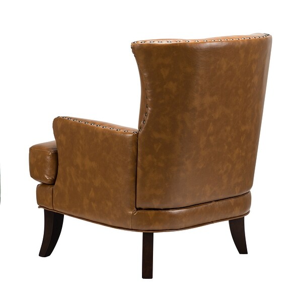 Anatole Modern Leather Wingback Arm Chair with Nailhead Trim by HULALA HOME