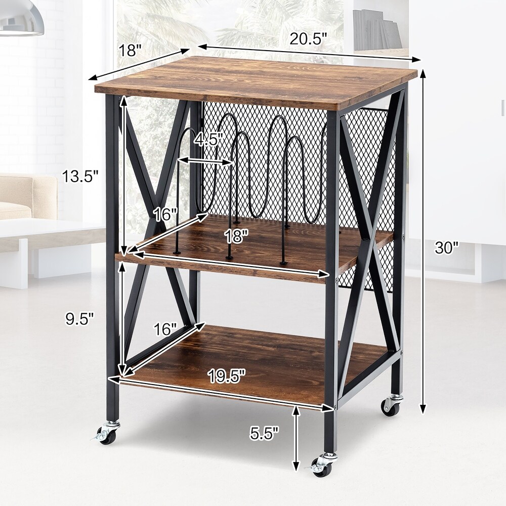 Costway 3 tier Rolling Turntable Stand Vinyl Record Storage Shelf with   See Details