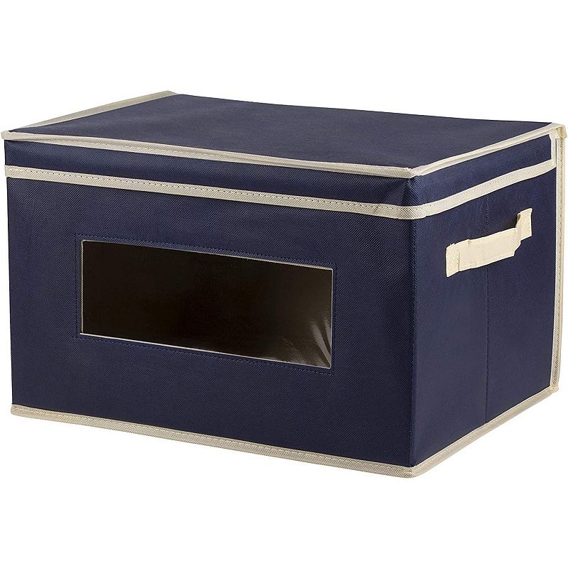 Foldable Storage Bins， Fabric Cubes (Navy， 16.2 x 10 x 12 In， 3 Pack)