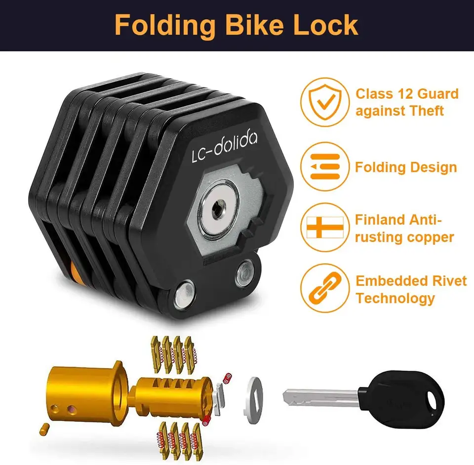 High Security Folding Bike Cycle Solid Lock Foldable Combination Electric Bicycle Lock bicycle accessories