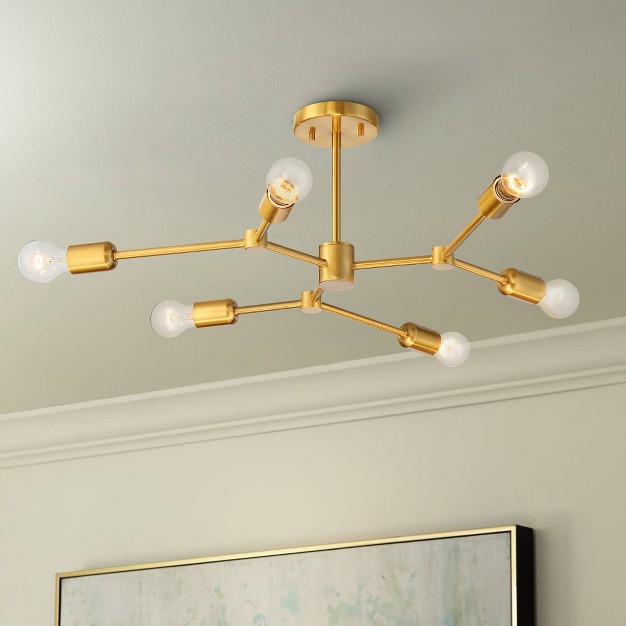 Wide Burnished Brass 6 light Sputnik For Bedroom Kitchen Living Room House