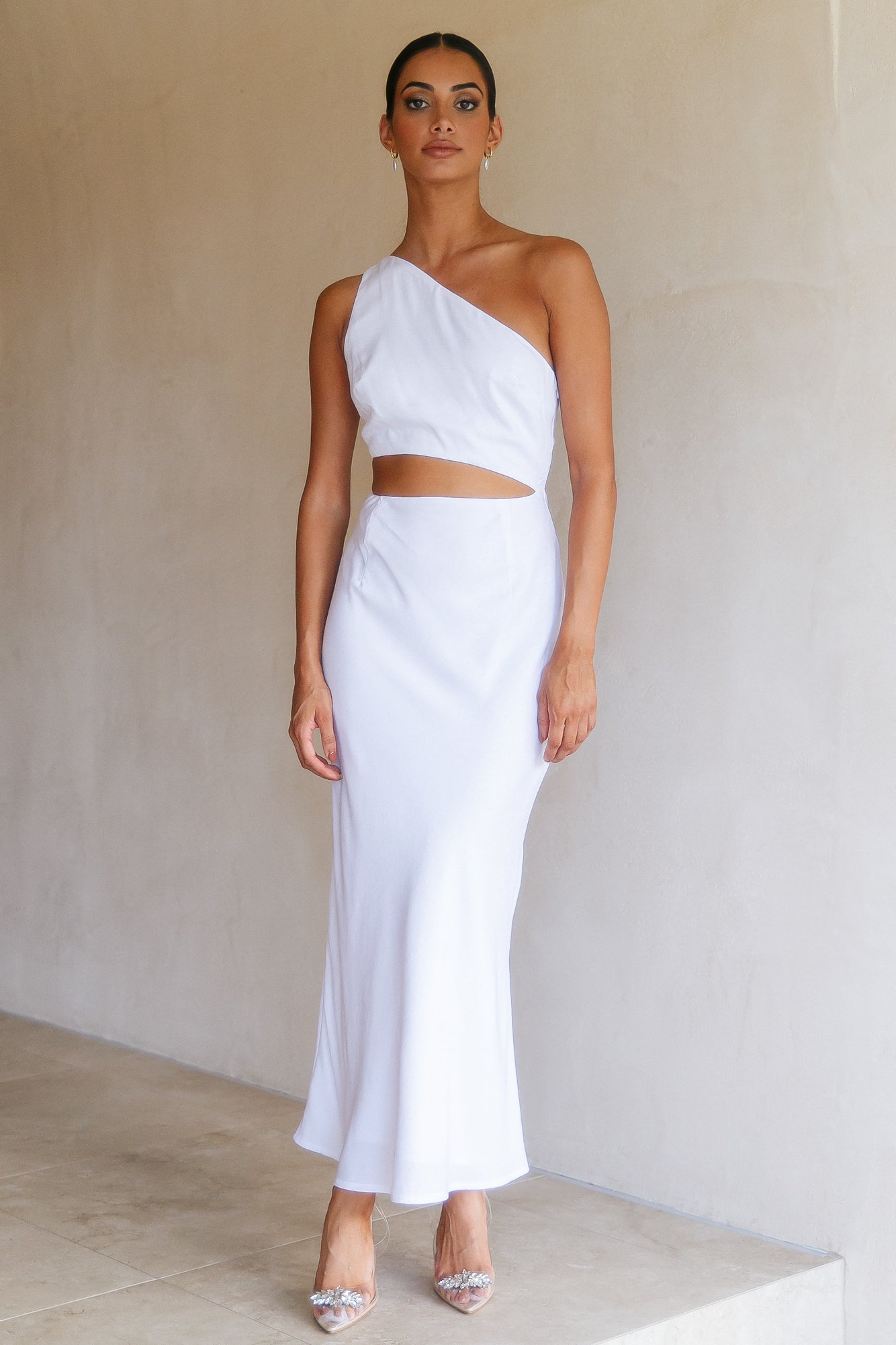 RUNAWAY Cedros Midi Slip Dress White