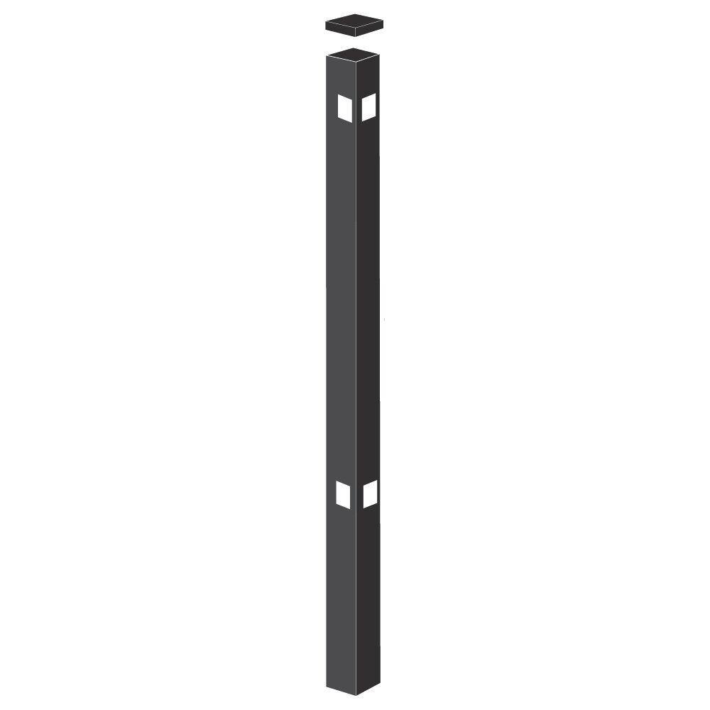 Barrette Outdoor Living 2 in x 2 in. x 5-78 ft. Black Aluminum Fence Corner Post 73008711