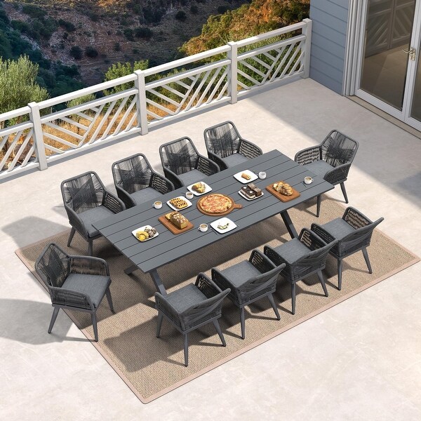 PURPLE LEAF PE Rattan Outdoor Dining Set with Aluminum Frame