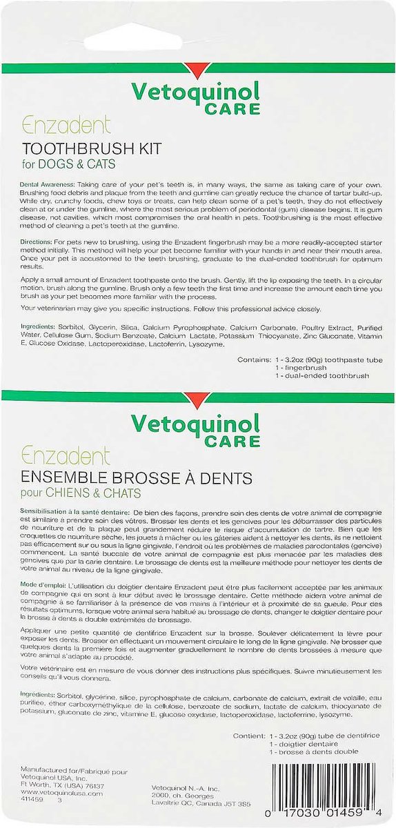 Vetoquinol Enzadent Enzymatic Poultry Flavor Dog and Cat Dental Kit