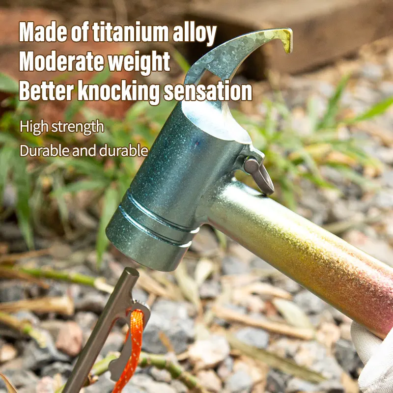 TiTo Multifunctional Tool Titanium oy Hammer Camping Accessories Hammer Survival  Tent Pegs Stake Mallet with Stake Pulle