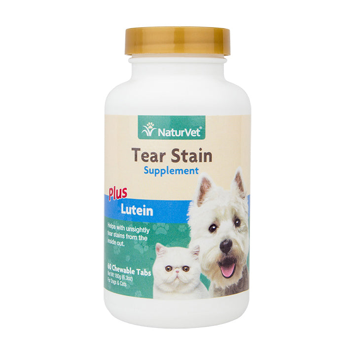 NaturVet Tear Stain Supplement Plus Lutein for Dogs and Cats， 60 ct Ch