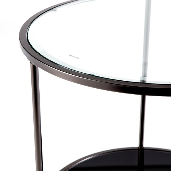 SEI Furniture Rainier Round Metal and Glass Side Table