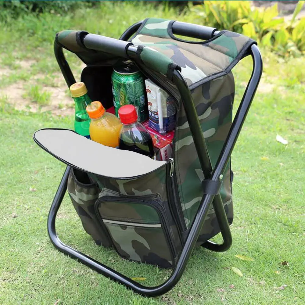 Multifunction Fishing Backpack Chair Portable Seat Hiking Camouflage Camp Stool Fold Cooler Insulated backpack cooler bag chair