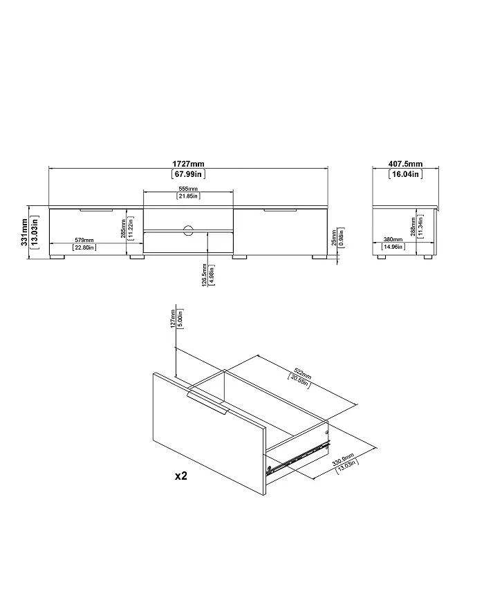 Tvilum Match 2 Drawer 2 Shelf TV Stand