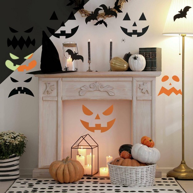 Halloween Pumpkin Faces Glow In The Dark Peel And Stick Wall Decal Roommates