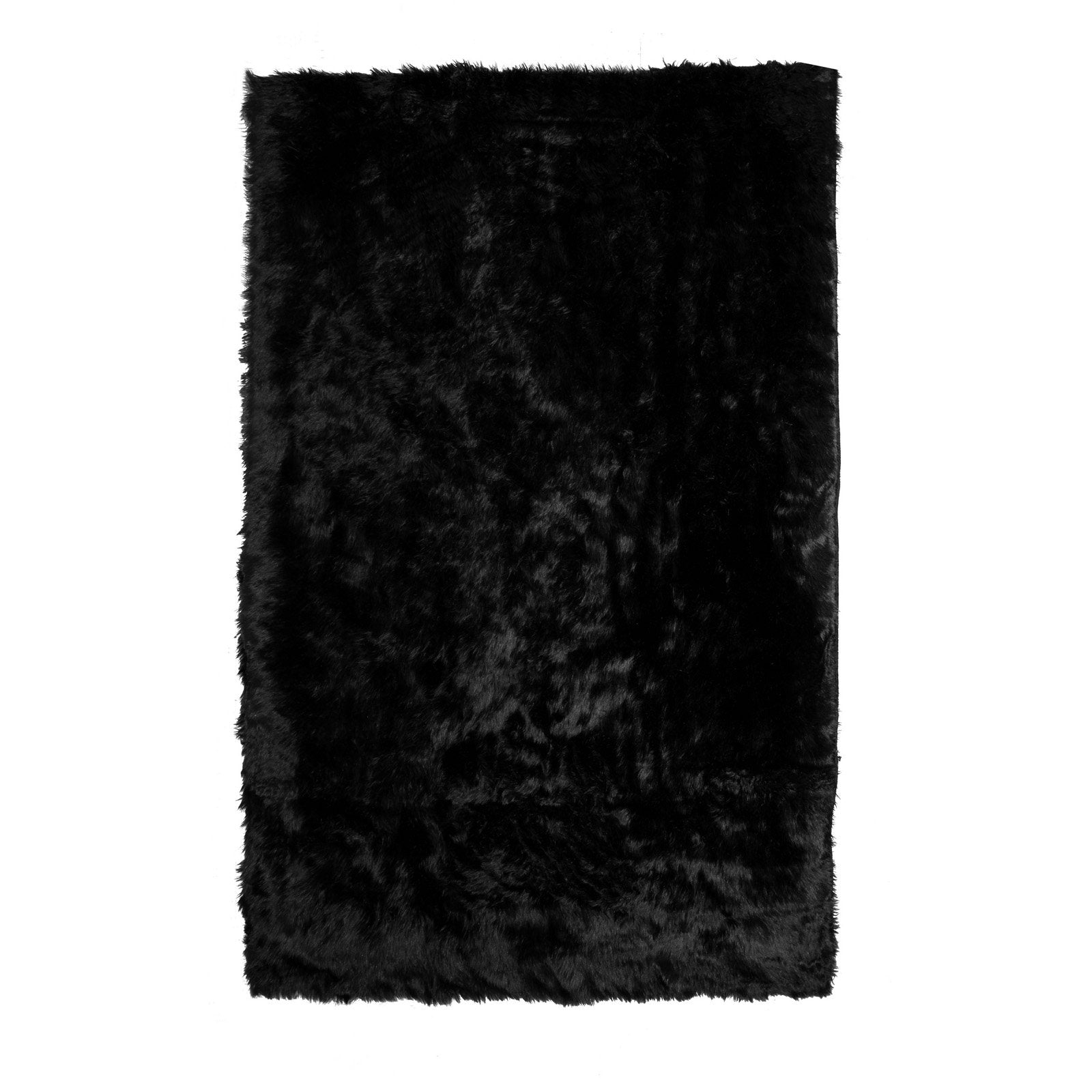 Ailis Faux Sheepskin Fur Area Rug Black Rectangular 7x5