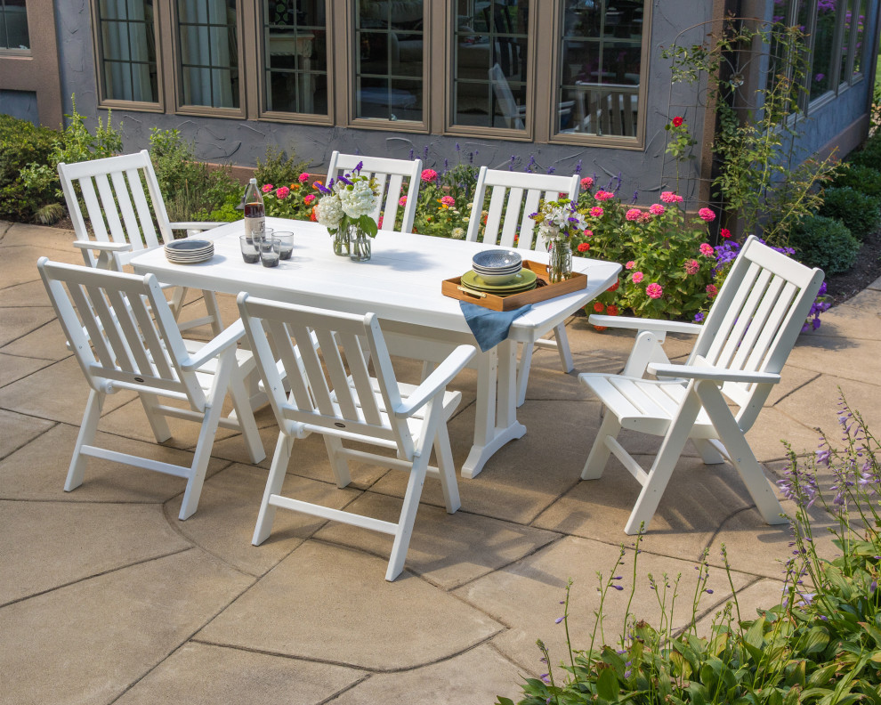 Polywood Vineyard 7 Piece Nautical Trestle Folding Dining Set   Transitional   Outdoor Dining Sets   by POLYWOOD  Houzz